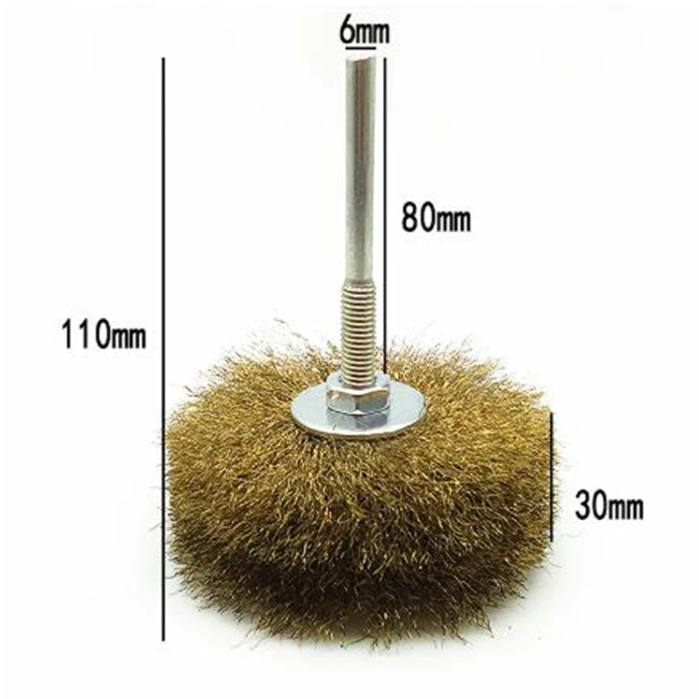 

1Pc Copper Plated Wire Wheel Brush 6.0mm Shank For Rotary Tools Polishing T Type