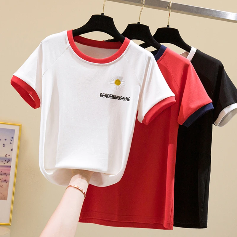 

Embroidery Floral T-Shirt Vintage T Shirt Women Clothes Cotton Summer Tops Short Sleeve Tshirt Tee Shirt Femme Camisetas Mujer