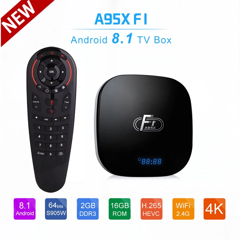 Android 8,1 tv box A95X F1 2GB 16GB Amlogic S905W tv box четырехъядерный 2,4G WiFi 4K 3D медиаплеер PK X96 mini Smart tv box