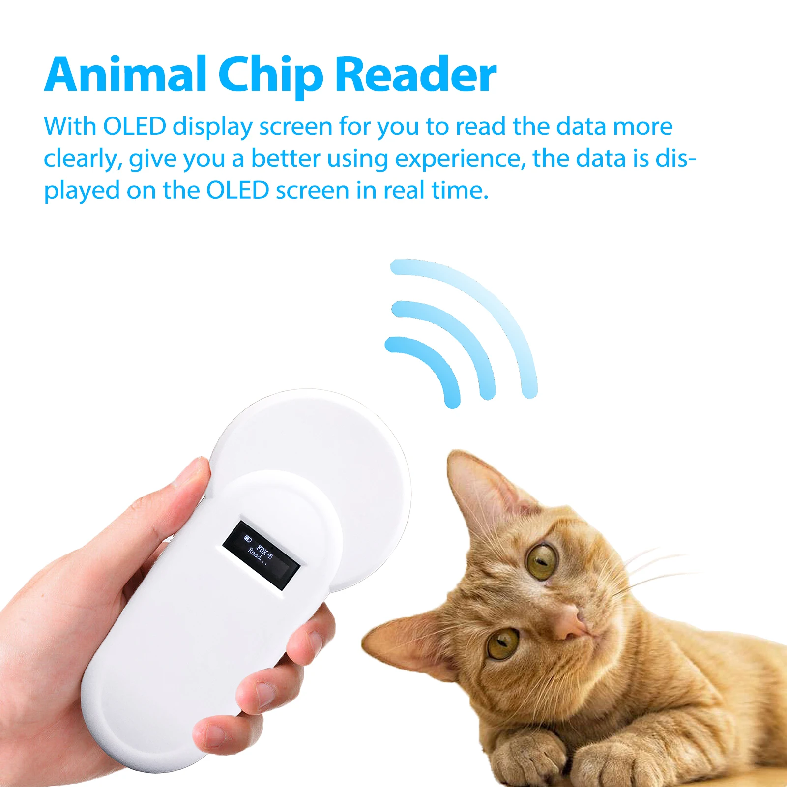 134.2KHz OLED Display Pet ID Reader Animal Chip Digital Scanner Microchip Handheld Identification FDX-B Format for Cat Dog | Дом и сад