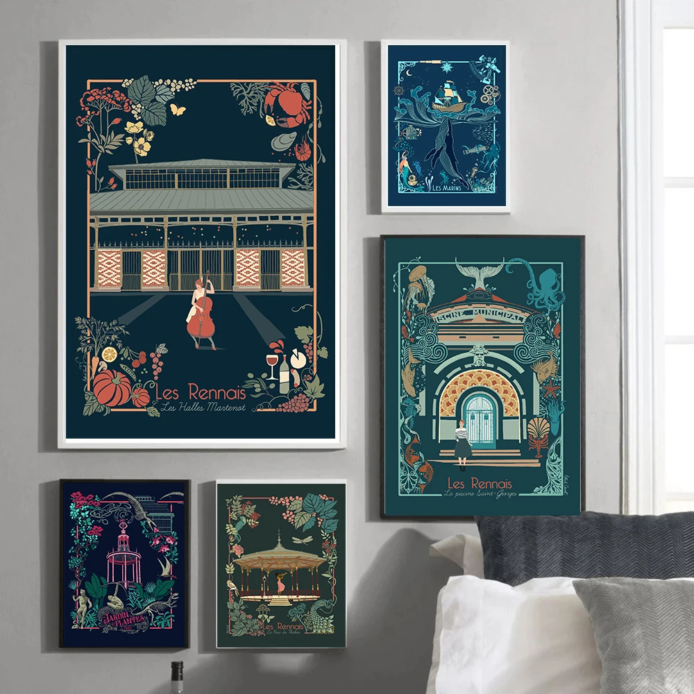 Современная разноцветная абстрактная Настенная картина с изображением сада