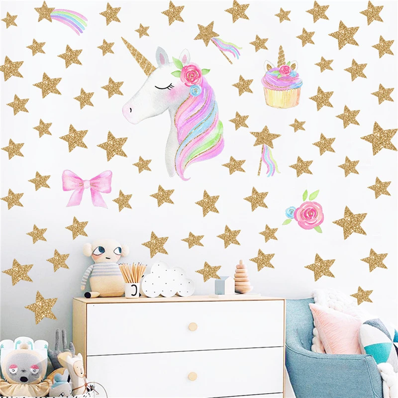 DIY Cartoon Unicorn Star Wall Sticker Room Decoration Stickers for Kids Animal Decor Vinyl Art Decals |