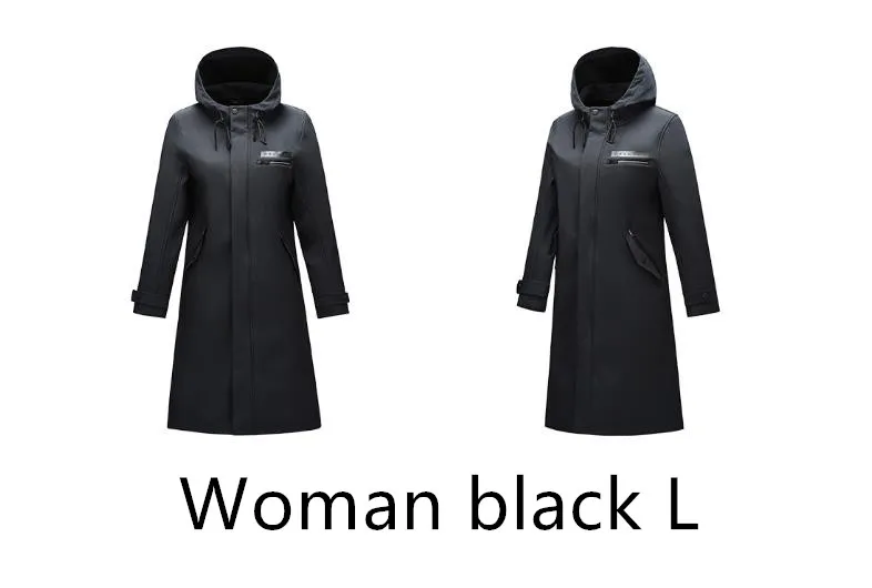 Women Black L Xiaomi PELLIOT осенне-зимнее деловое мужское Женское пальто, повседневное однотонное тонкое пальто, ветрозащитный длинный плащ, теплый мягкий уличная одежда - Цвет: Women Black L