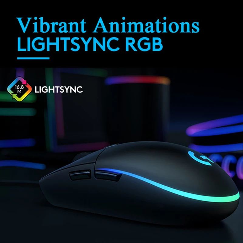 Игровая мышь Logitech G102 LIGHTSYNC 2-го поколения 6 кнопок 8000 DPI Проводная игровая с RGB