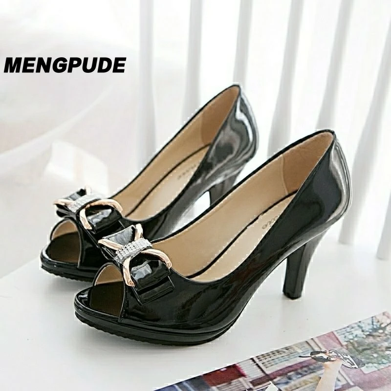 

MPD Female Stiletto High Heel Shoes Woman Pumps Sexy Open Toe Fish Mouth Shoes Woman Bowknot Party Sandals Ladies Summer Shoes