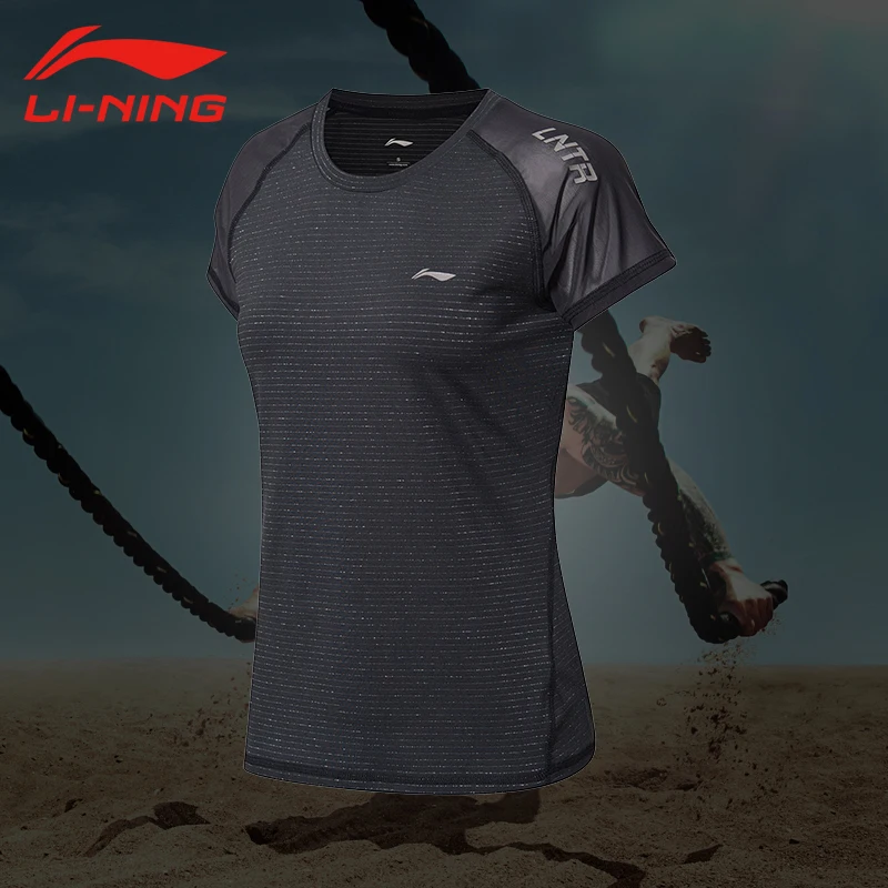 Li-Ning Женская тренировочная футболка дышащая 93% полиэстер 7% спандекс подкладка удобные спортивные футболки топы футболки ATSN196 CJAS18