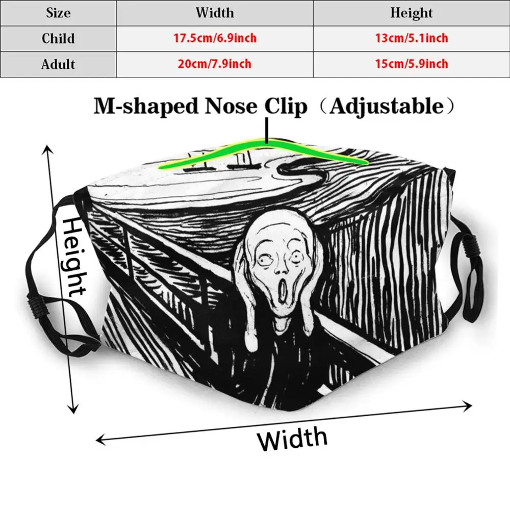 Маска с изображением крика Эдварда многоразовая маска фильтром Pm2.5 для взрослых