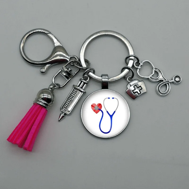 Новинка модный стеклянный стетоскоп для медсестры брелок из сплава с кисточкой