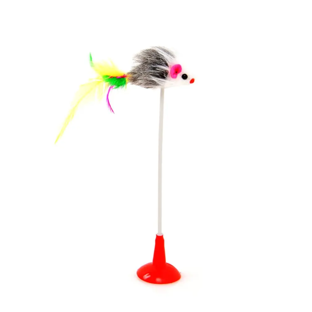 Вертикальная присоски палка игрушка для кота Цвет перо игрушечная Мышка кошки