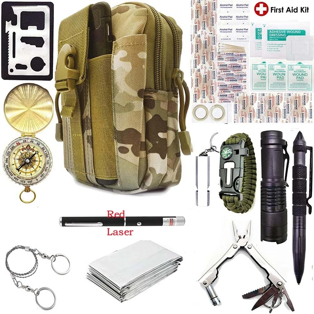 

Emergency Outdoor Survival Tool Survival Gear Tactical First Aid Camping Equipment Supplies Kits for Men Families Hiking