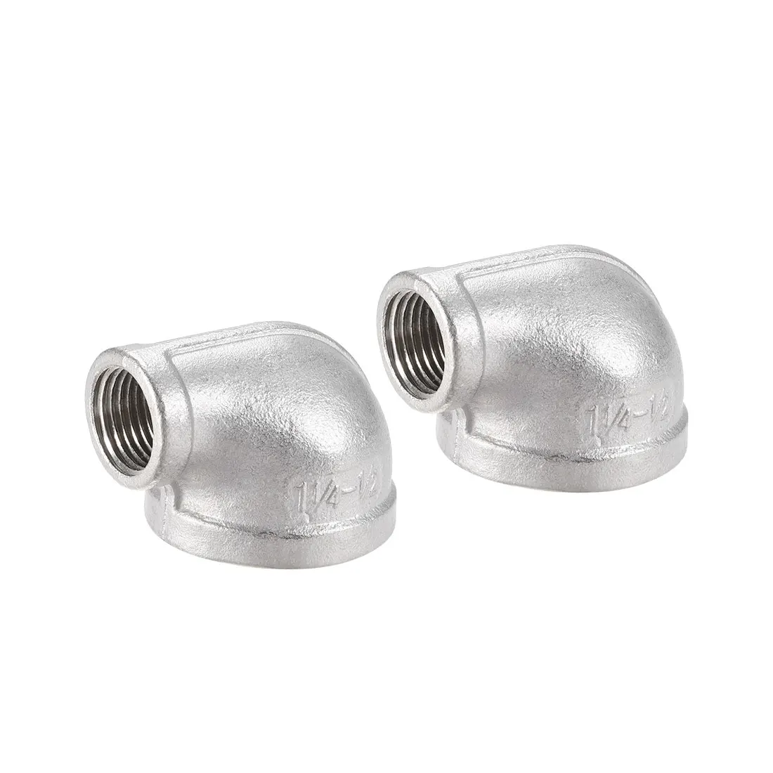 

uxcell 2pcs Stainless Steel 201 Cast Pipe Fitting 90 Degree Elbow 1-1/4BSPT Female X 1/2BSPT Female Thread