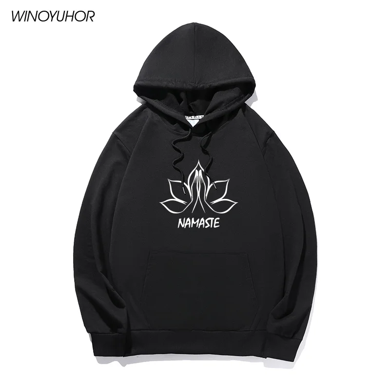 Худи с принтом Будды Namaste цветами лотоса хлопковые Женские повседневные забавные