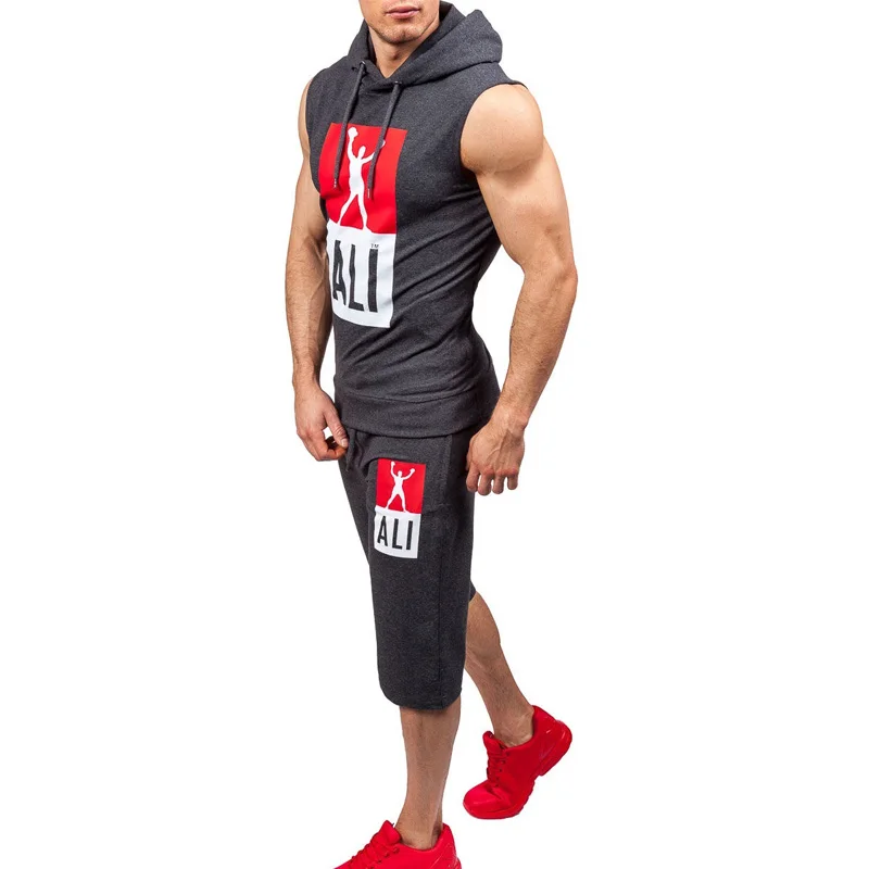 Мужской спортивный костюм для фитнеса ZOGAA комплект из 2 предметов толстовка без