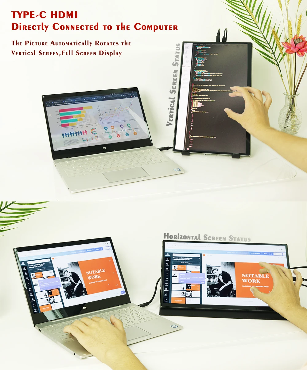 Автоматически вращающийся светодиодный сенсорный экран IPS интерактивный