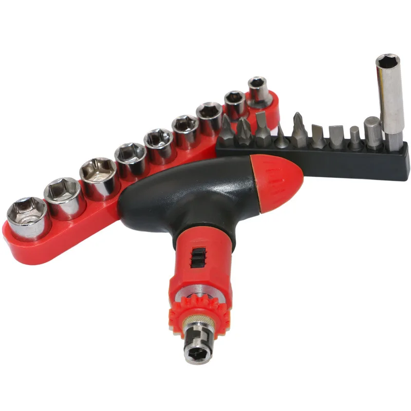 Многофункциональный Т образный Трещоточный отверточный ключ Ремонтный комплект