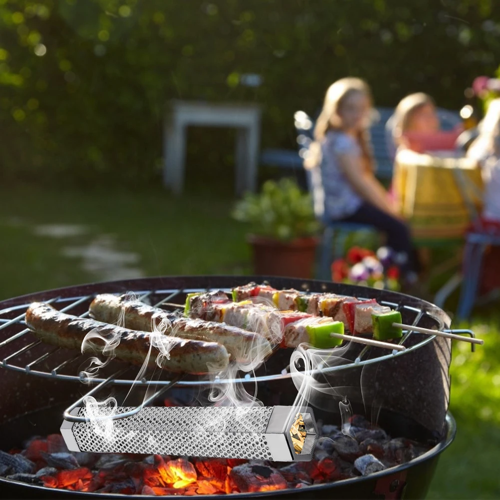 

Practical 12 Inch BBQ Smoke Generators Portable BBQ Smoke Generator Hexagon BBQ Wood Pellet Pipe Smoker Outdoor Cooking BBQ Tool