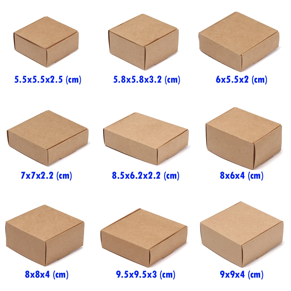 10pcs/lot Multi-size Kraft Paper Box Brown Cardboard Handmade Soap White Craft Gift Black Packaging Jewelry | Дом и сад