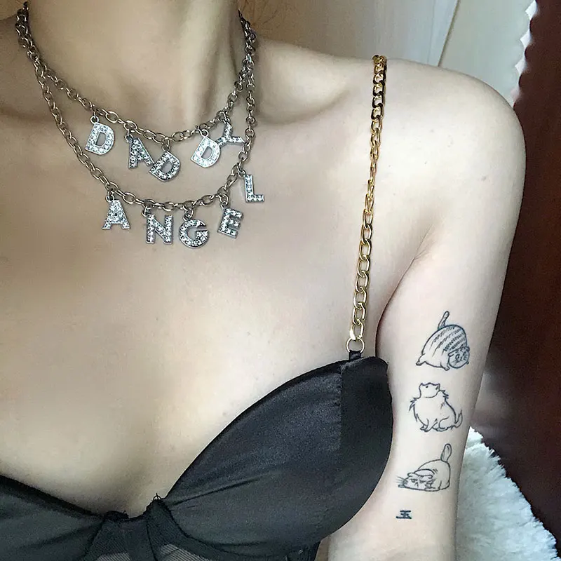 

cor alfabeto cadela pingente divertido jogo palavra anjo instru colar feminino charme festa claula corrente jias