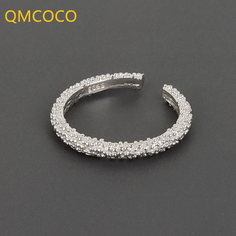 

QMCOCO 925 Silver New Style Ring Light Luxury Creative Simple Design Irregular Frosted Surface For Women Jewelry Accessories