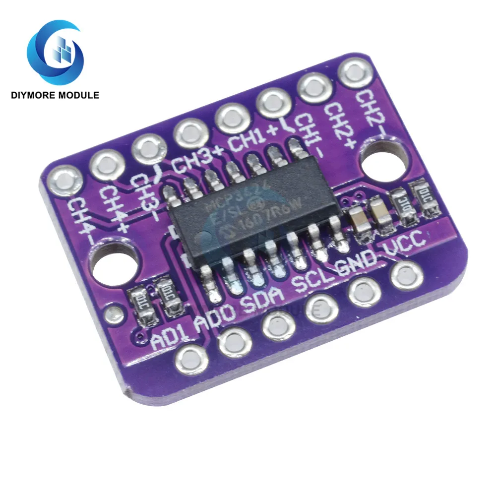 MCP3424 ADC Дельта-Сигма аналого-цифровой преобразователь низкий уровень шума