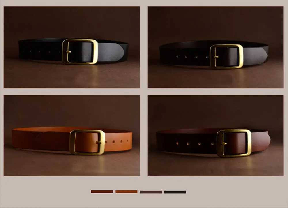 Ремни из натуральной кожи для мужчин, высокое качество, верхний слой из воловьей кожи, роскошный поясной ремень, дизайнерский черный мужской ремень с медной пряжкой