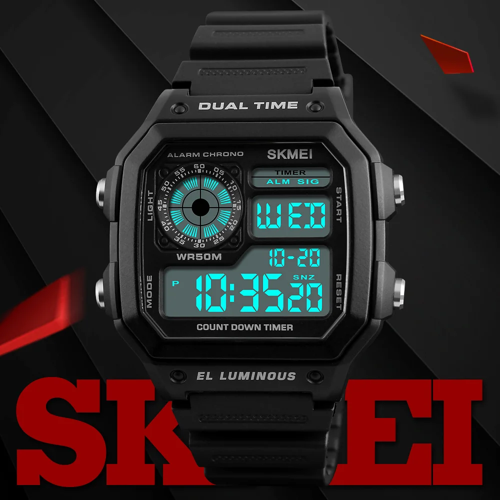

SKMEI Men Watches Outdoor Sports Waterproof Countdown Digital Watches Military Wristwatches Clock Relogio