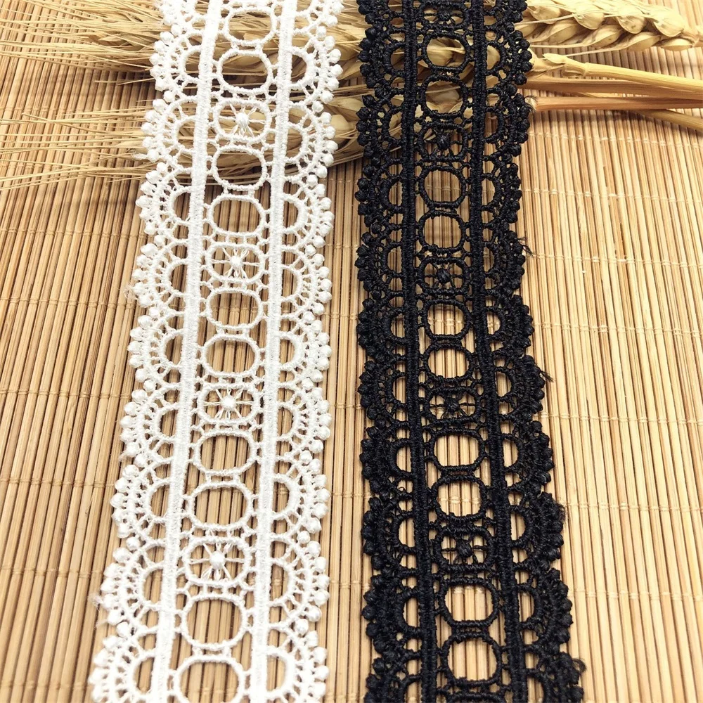 

Double-Edges Water-Soluble Lace Trim Off White 15yards/Pack DIY Skrit Collar African Lace Fabric 2021