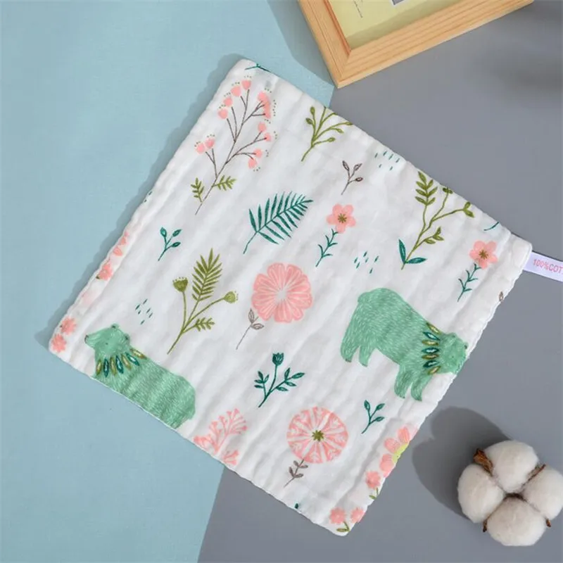 

5 Pieces per lot super soft baby face towels 6 layer muslin cotton baby handkerchief 25*25cm baby burp cloth bib towel