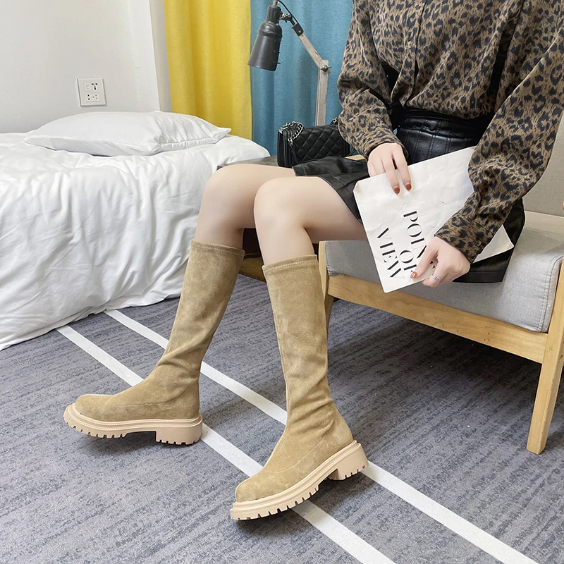 

SUNNYS Winter Women Knee Boots High Luxury Chelsea Chunky Platform Shoes for Woman 2022 Warm Long Boots Office Ladies Footwear