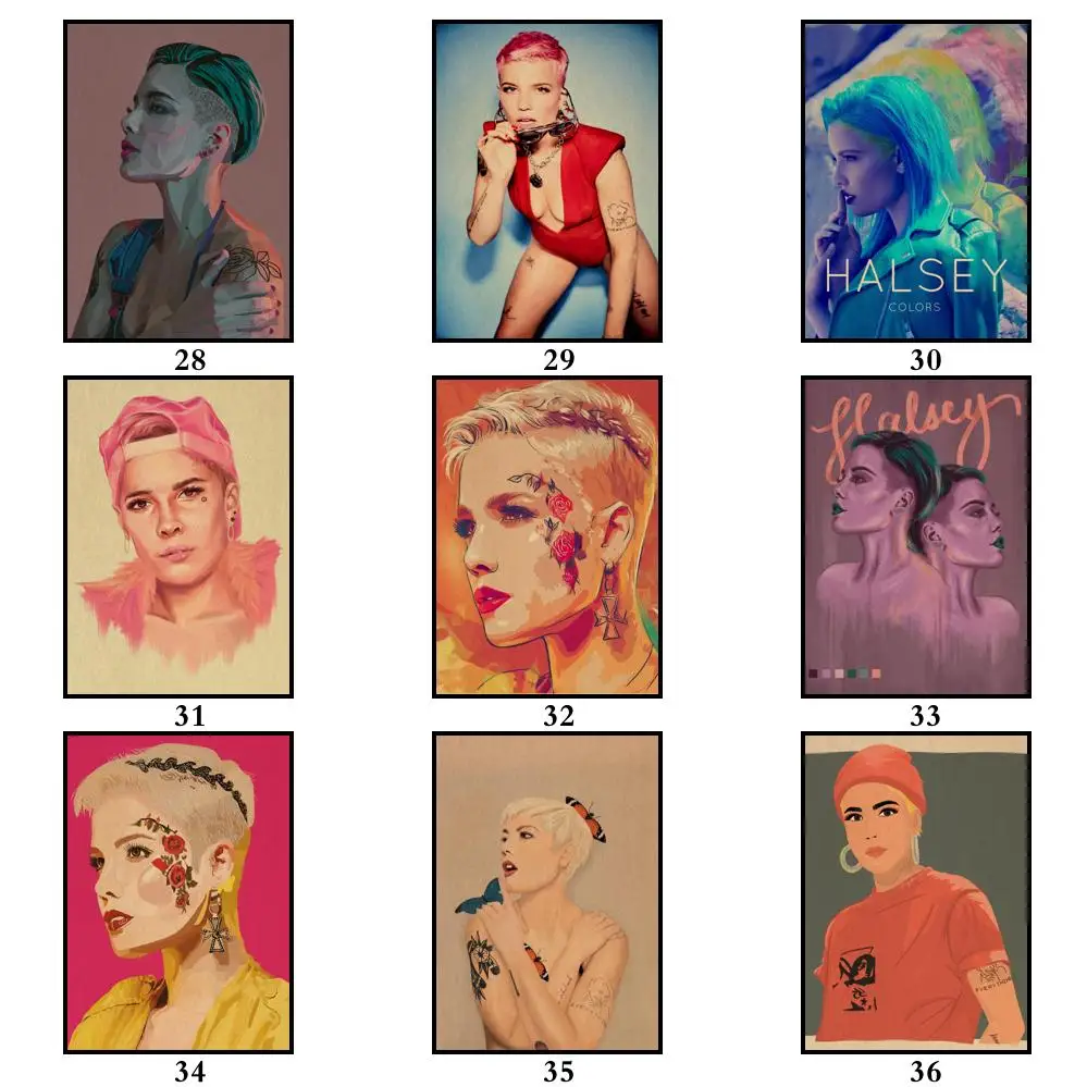43 дизайна Halsey плакат из крафт-бумаги Альтернативная абстрактная картина для кафе
