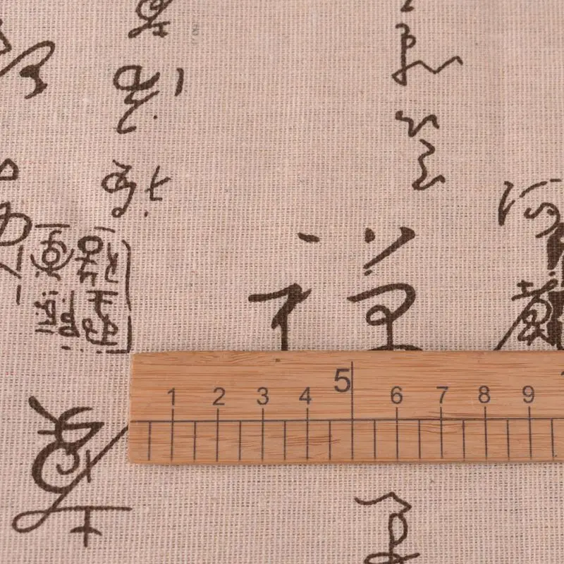 Ткань из хлопка и льна QUANFANG с принтом китайских иероглифов для самостоятельного
