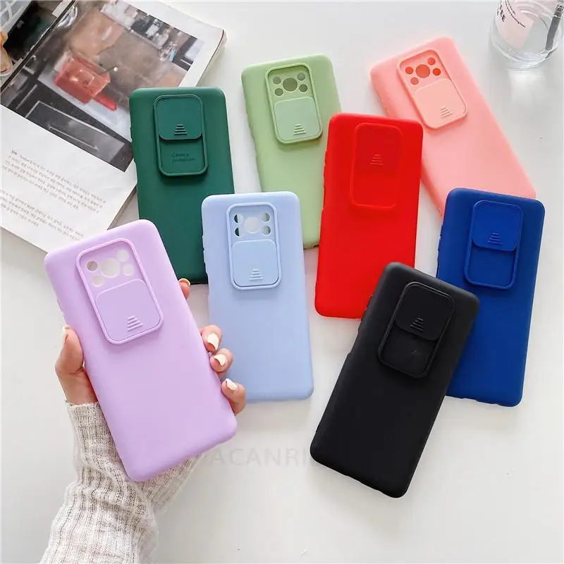 slide camera protector phone case on for xiaomi mi poco x3 pro x 3 nfc f3 5g poko x3pro x3nfc liquid silicone soft back cover free global shipping
