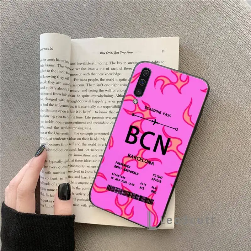 

flame Personalised Plane Ticket Phone Case For Samsung A20 A30 30s A40 A7 2018 J2 J7 prime J4 Plus S5 Note 9 10 Plus