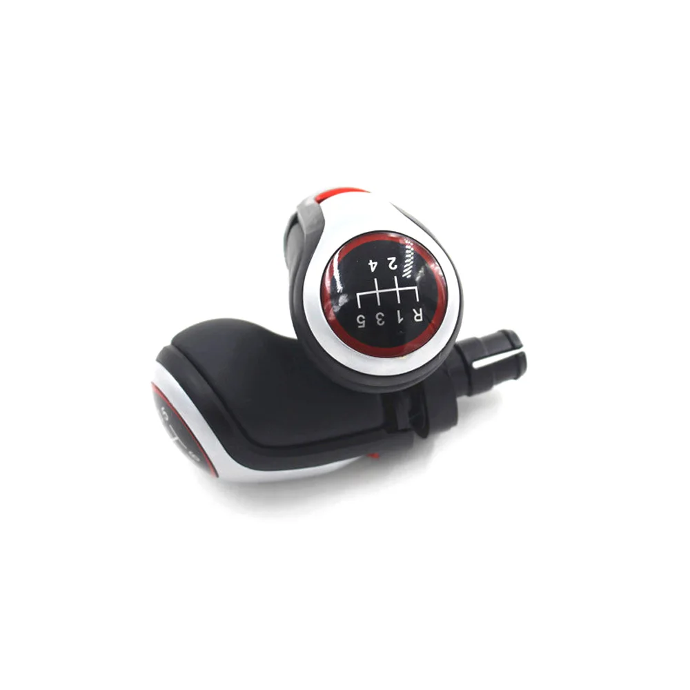 knob 5 speed Ручка переключения передач для VW Volkswagen Golf 4 Mk4 для Golf 5/6 Mk5/6 Red Thread 5 speed и 6 рычаг переключения скорости кожаный ботинок - Название цвета: knob 5 speed