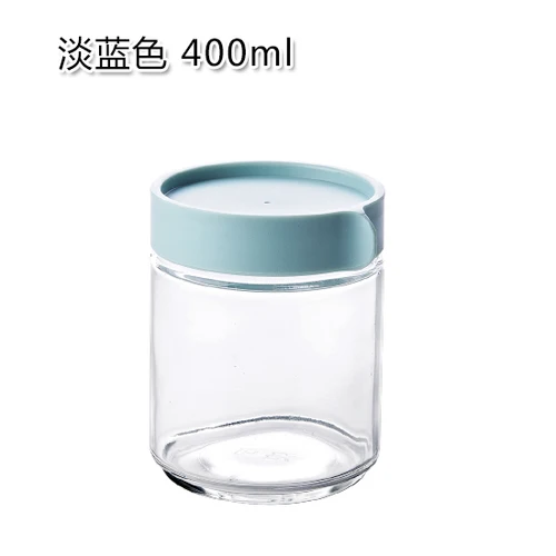 400ML-blue 1 шт. кухонный запаянный в стекло банки с крышкой злаковые закуски резервуар для хранения молока накладные ногти контейнер для печенья бутылка для хранения WF815415 - Цвет: 400ML-blue