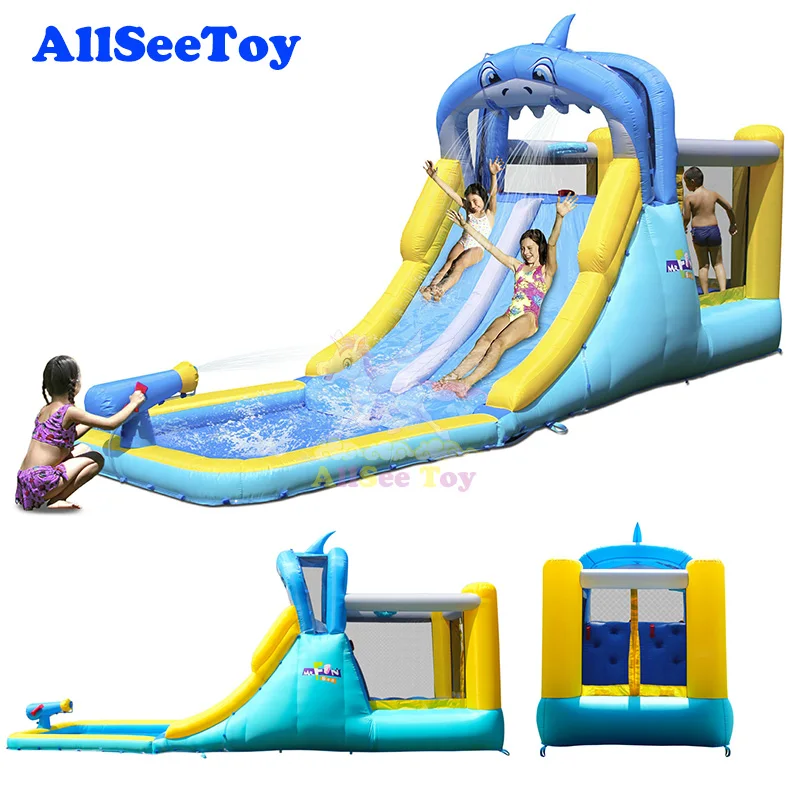 Горка надувная в виде акулы летняя горка для детей надувной замок аквапарк