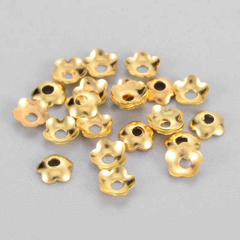 

10g 4mm 5-Petal Brass Flower Bead Caps End Caps Jewelry Findings for Jewelry Making DIY Bracelet Necklace about 280pcs/10g