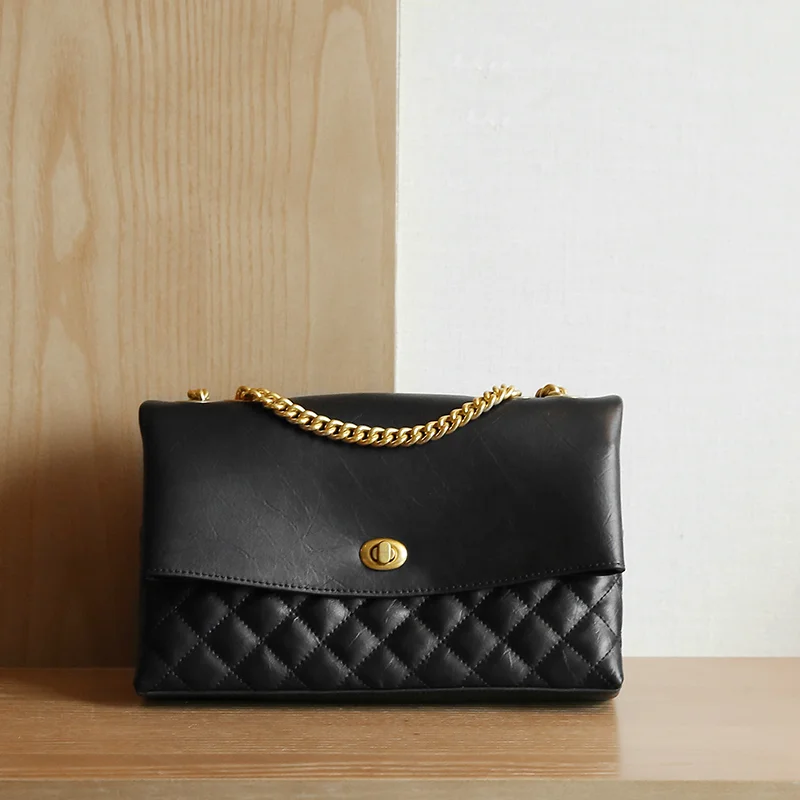 

WOONAM Women New Fashion Handbag Top Hide Genuine Calf Leather Large Flap Shoulder Bag WB1101