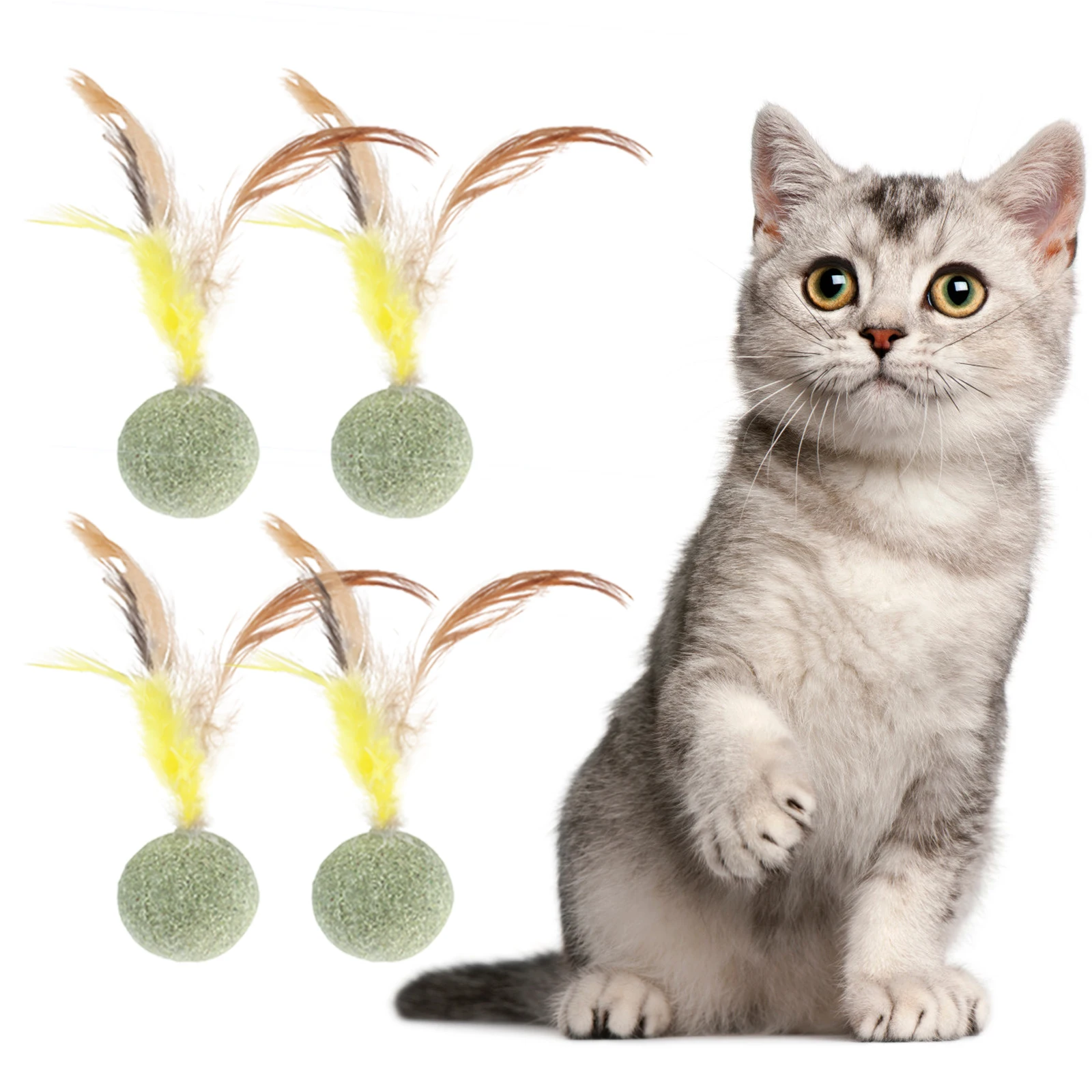 

1/4pcs Catnip Wall Ball Toys For Cats Rotatable Snack Edible Balls Refillable Dental Treats Care Teeth Edible Licking Toys