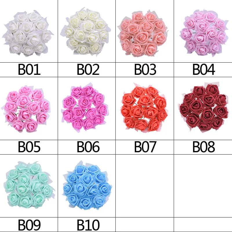 Дешевые букеты роз 7 см из пены персиковые белые Искусственные розы для украшения