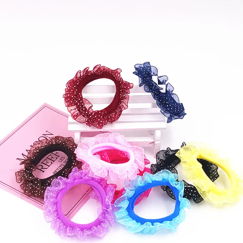 

Резинки для волос в Корейском стиле женские, однотонные кружевные эластичные заколки для хвоста, Детские аксессуары для волос, 1 шт.