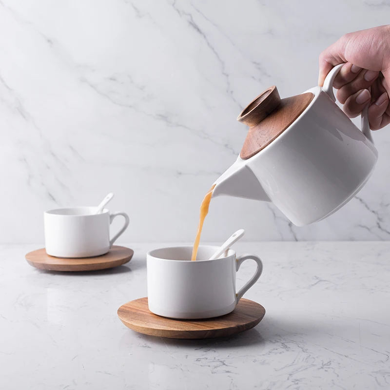 Деревянная крышка Керамика чашка для воды кофе набор теплоизоляция небольшой