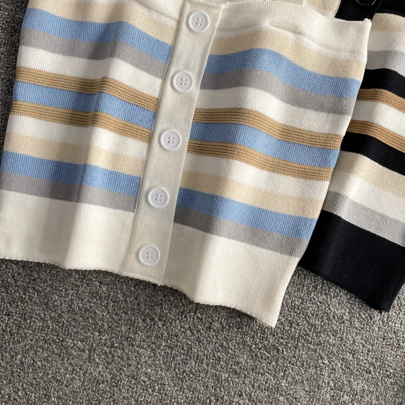 

Women Chic Knitted Crop Top Striped Sleeveless Backless Short Tank Tops New Summer Sweet Camis WA01