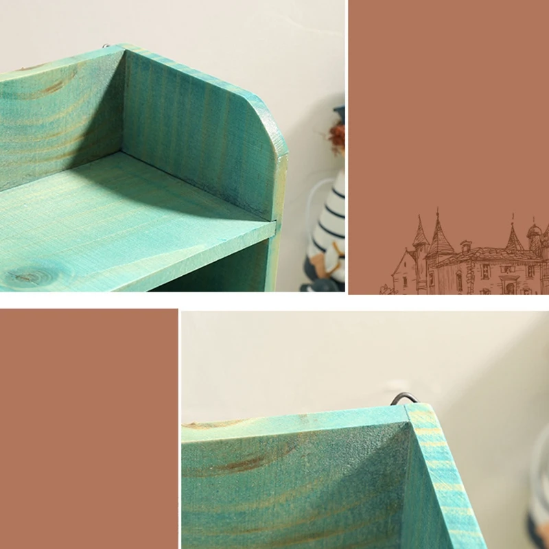 Деревянная настенная полка подставка для хранения настольный органайзер