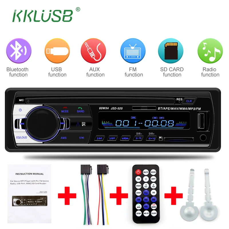 Автомагнитола 1 din мини JSD 520 12 В Автомобильная стерео Bluetooth fm радио AUX/USB/SD