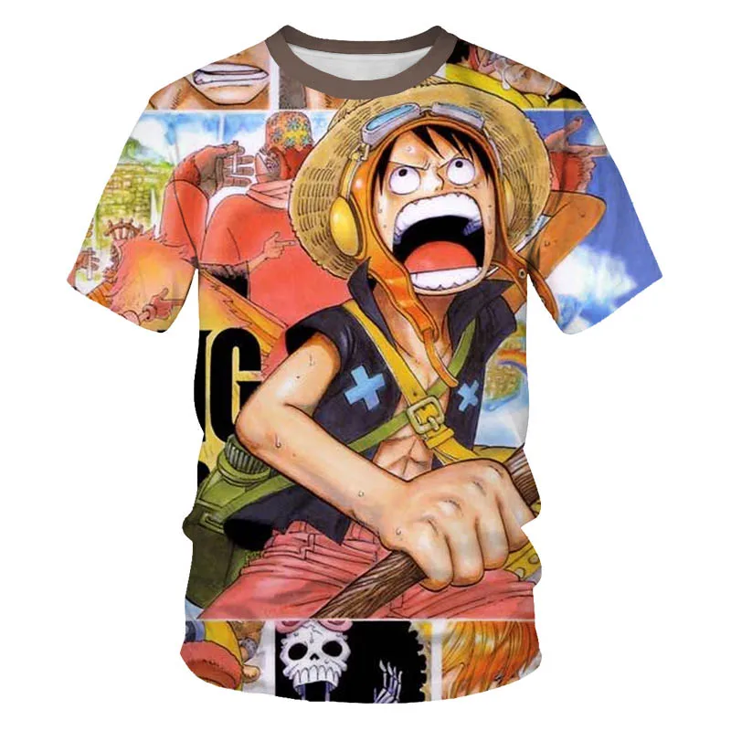 

2021 Latest Fashion 3D Children's T-shirt, Straw Hat Boy, Anime Cartoon Shirt Harajuku Casual Breathable Short-sleeved Shirt
