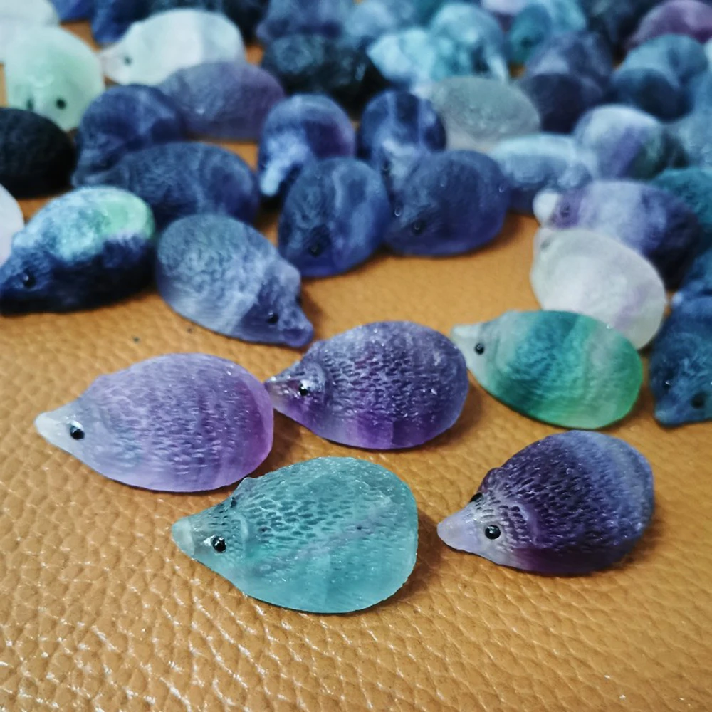 1 шт. натуральный кварцевый кристалл Ежик резной Радужный флюорит камень