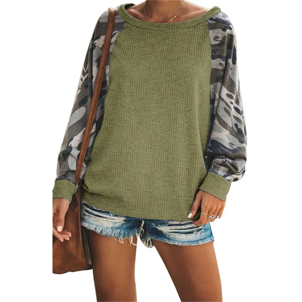 Новая женская футболка с камуфляжным принтом футболки длинными рукавами и