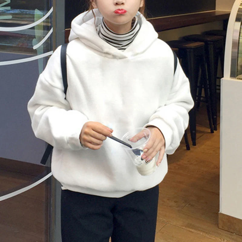 Женская однотонная толстовка с капюшоном зимняя японская мода 2020 женские