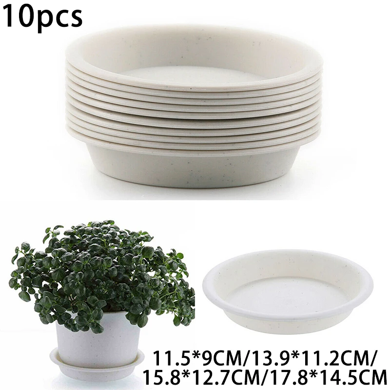 

10Pcs Flat-Side Round Succulent Plant Flower Pot Saucer Planter Trays Holder Pad Garden Decor Supplies